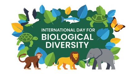 Fototapeta premium International Day for Biological Diversity celebration with animals.
