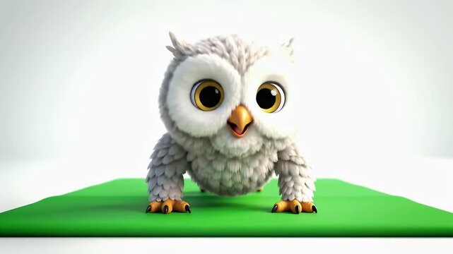 Adorable Cartoon Owl Character on Green Screen Background Isolated for Animation and Education