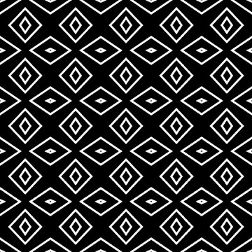 Seamless Black and White Bold Geometric Nested Diamond Eye Accent Pattern