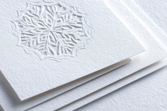 Layered Paper Cut Snowflake Pattern on Crisp White Background