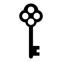 Obraz premium Antique skeleton key with flower shaped bow transparent background