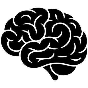 Human brain silhouette black and white transparent background 1