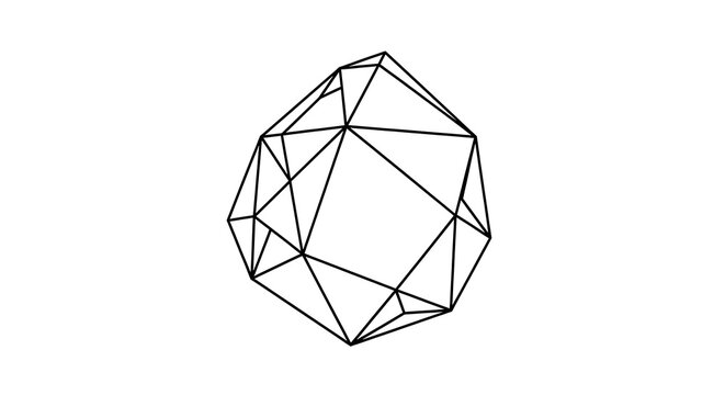 Geometric wireframe 3 d polyhedron shape with triangular facets and connecting edges geometry