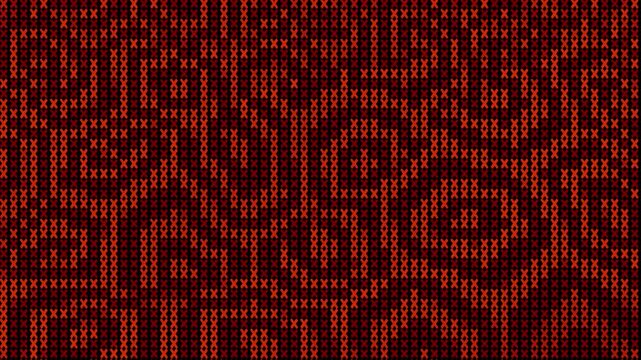 Digital Red Matrix Grid with Pulsing Cross Pattern Labyrinth Background
