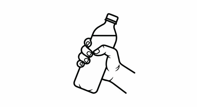 Hand holding a clear plastic bottle with liquid content