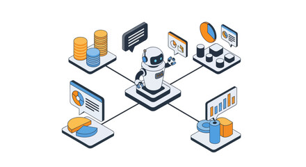 Fototapeta premium AI Robot Analyzing Data and Business Intelligence.