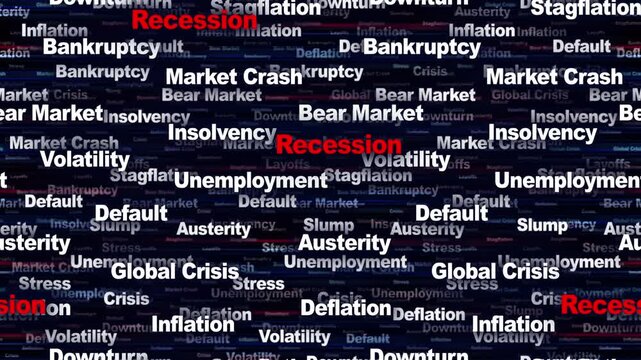 RECESSION Seamless Endless Keywords Animation, Background, Loop
