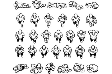 Fototapeta premium Minimal Top View People Vector Set for Urban Planning Graphics