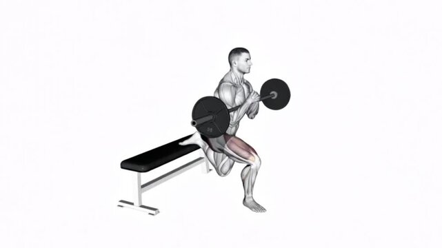 Barbell Zercher Bulgarian Split Squat Muscle Activation Leg Workout Loop