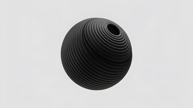 3d render of black spiral rope knot isolated on white background