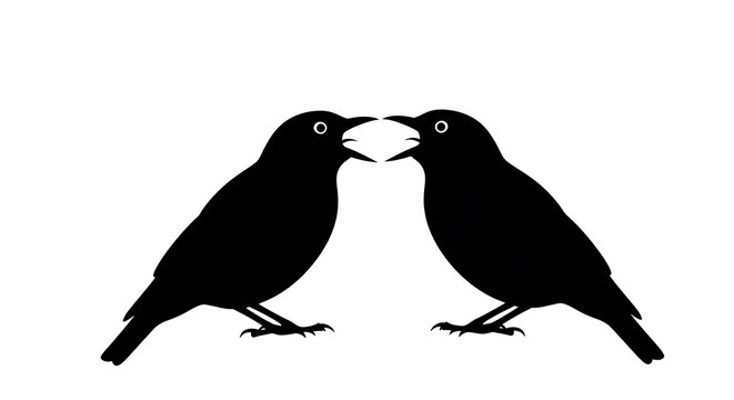 Black and white of two crows standing side by side bird animal
