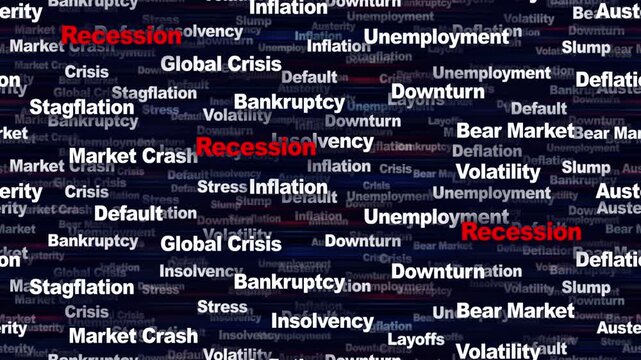 RECESSION Seamless Endless Keywords Animation, Background, Loop
