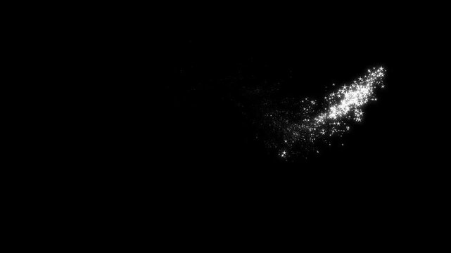 Glittering stars particles. Space white flying particles, pixie dust path, shining light twinkle stars, fairy dust sparkle motion, magic sparkles glitter line stars, magic dust. 4k animation