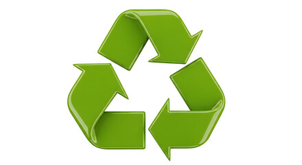 Obraz premium Green recycling symbol icon PNG isolated on transparent background