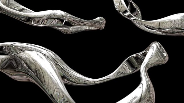 Futuristic abstract liquid metal shapes fluid motion
