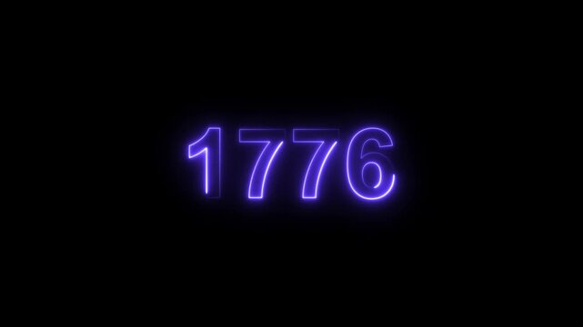 Blue glowing digital numbers 1776 on dark background futuristic countdown display