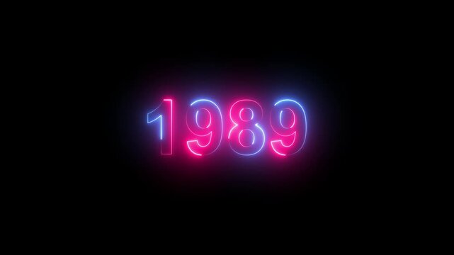 1989 neon glowing year number digital background abstract futuristic style