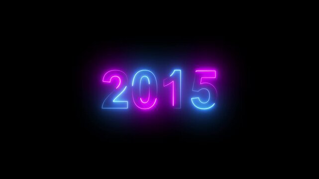 2015 neon glowing number sign digital futuristic background abstract light effect