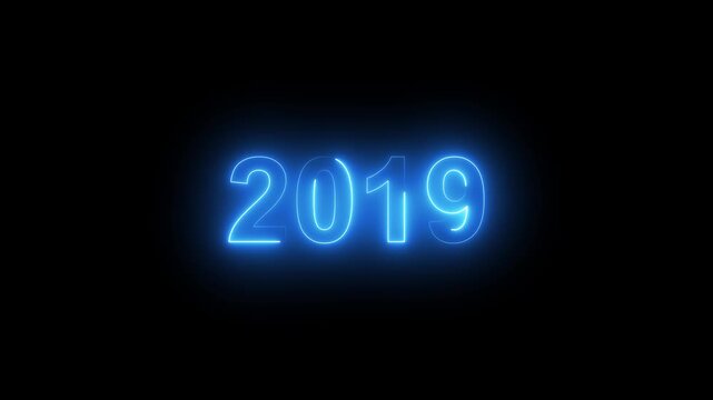 2019 glowing neon year number celebration countdown abstract background