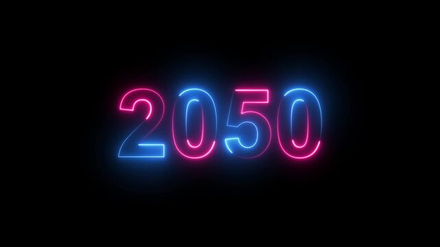 Futuristic 2050 neon number countdown digital screen glow futuristic countdown