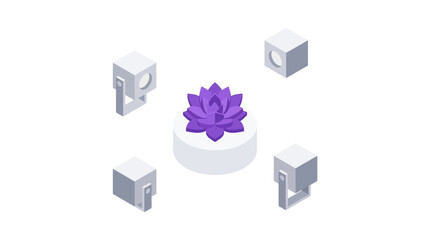 Naklejka premium Isometric flower with cube structures on white background modern design vector