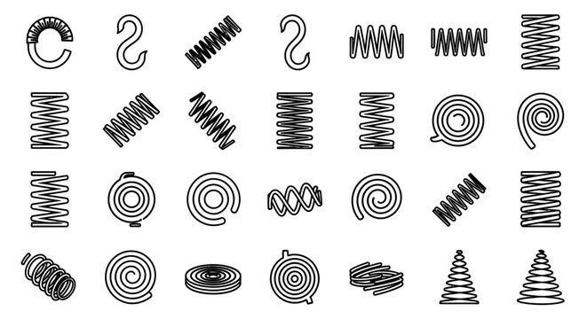 collection of various types of springs springs and coils isolated on white background