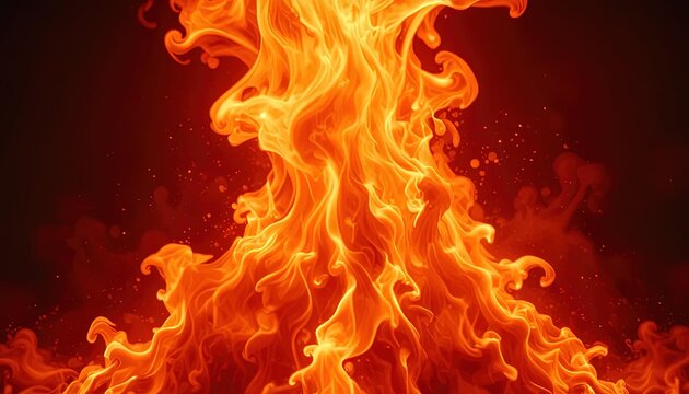 Intense orange and yellow flames rising dramatically against dark background for energy concept