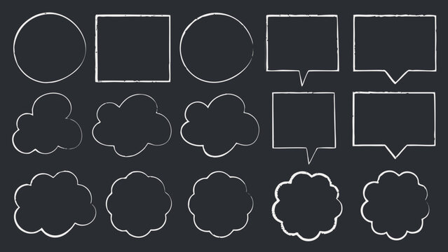 collection of white speech and thought bubbles hand drawn style