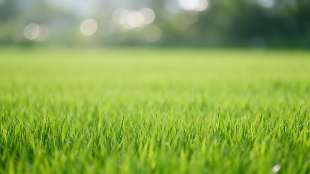 Green grass field with blurred background