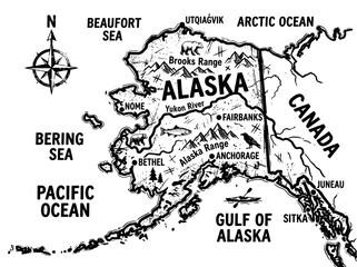Obraz premium Alaska grunge map illustration