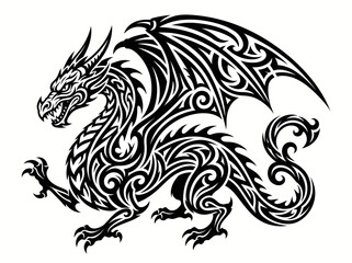 Obraz premium Black azure tribal dragon tattoo