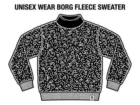 Unisex wear borg fleece sweater vector