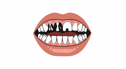 Fototapeta premium Open mouth with cracked and missing teeth, white background