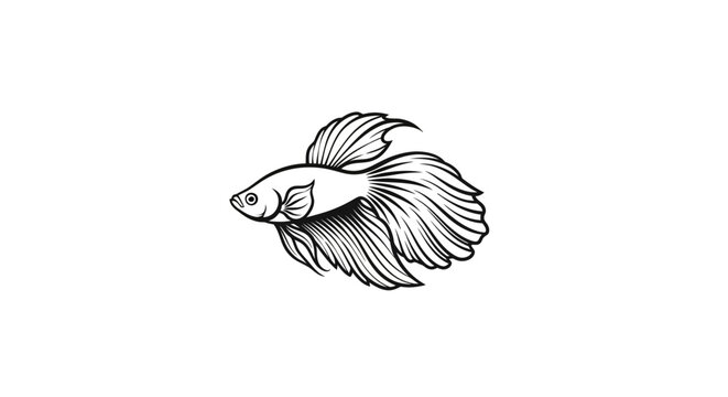 Elegant Betta Fish Illustration - Hand Drawn Siamese Fighting Fish