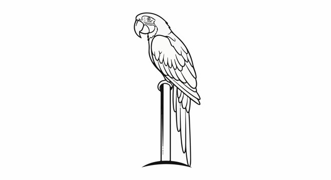 Line drawing of a parrot perched on a post