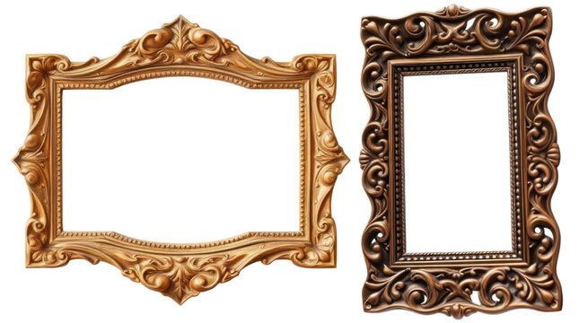 Ornate Antique Gold and Bronze Picture Frames for Elegant Artistic Design Projects