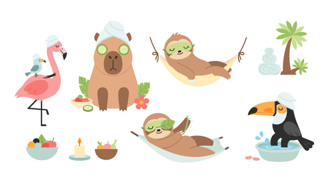 Sloth and animals in water.