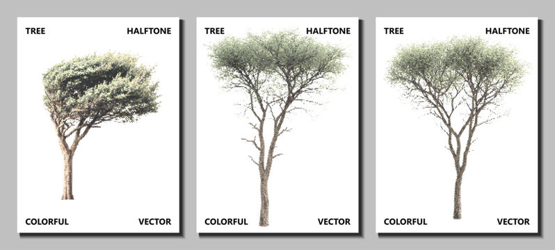 tree halftone botanical isolated clipart plant dot pattern savanna printable sticker