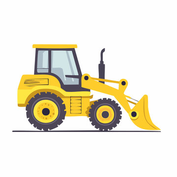 Yellow Backhoe Loader Illustration