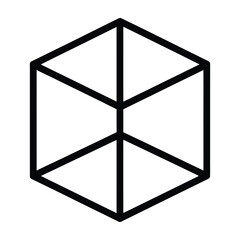 Black outline cube shape symbol icon geometry © MOSTMAKSUDA