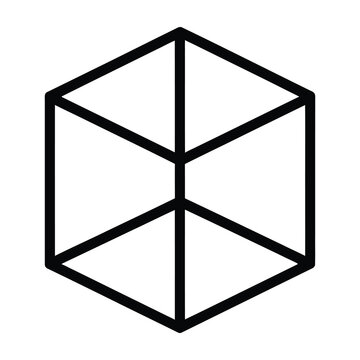 Black outline cube shape symbol icon geometry