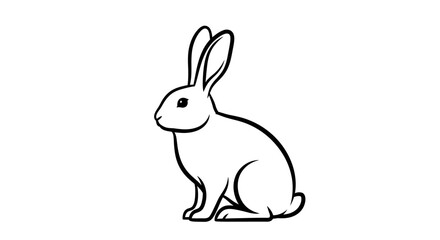 Naklejka premium Rabbit icon, black line art, simple animal illustration, eps vector graphic