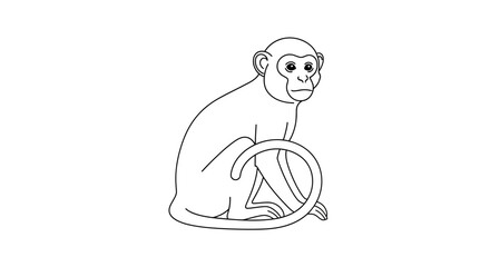 Monkey icon, primate illustration, animal symbol, line art