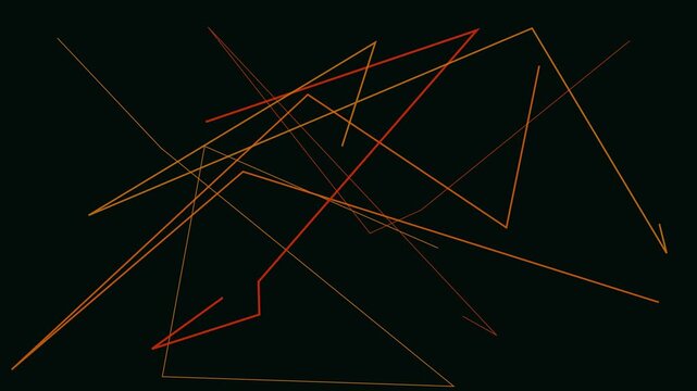 Dynamic abstract network motion with red lines on dark grid