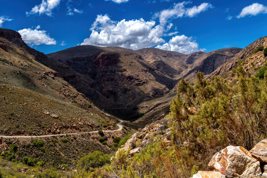 The Swartberg Pass in the Little Karoo in the Western Cape province of South Africa. It is a stunning mountain pass , renowned for its breathtaking views,  between Prince Albert and Oudtshoorn.