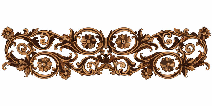 floral ornament baroque style decorative frieze on white background