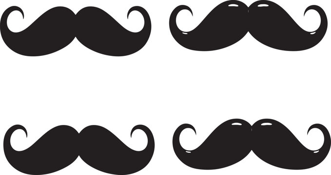 A black mustache with curled ends isolated on white background