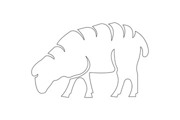 Obraz premium Continuous line sheep icon minimalist drawing style isolated vector graphic illustration