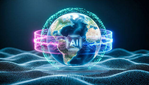 global internet security concept with binary code