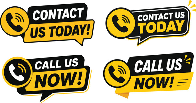 Contact us today call now banner set business flat vector template